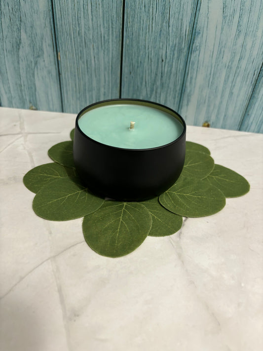 Peppermint Eucalyptus Scented Candle 8oz. (Net Wt. 6oz) Tin